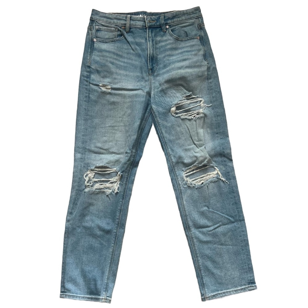 American Eagle Outfitters Light Blue High Rise Mom Straight Jeans size women’s 8 - Picture 2 of 7